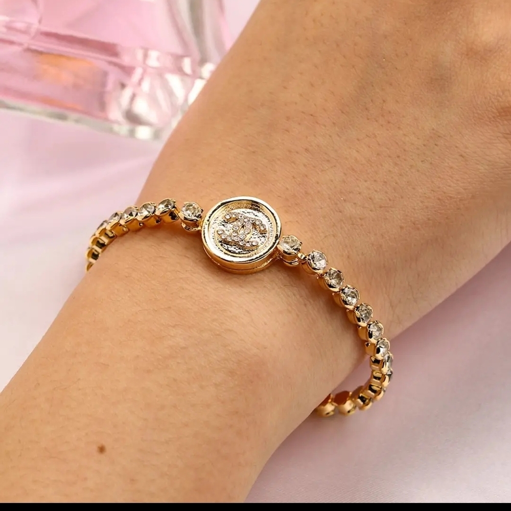 CHANEL Gold and Silver Crystal Bracelet